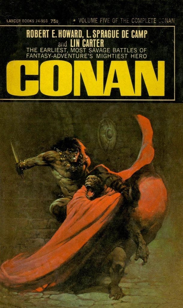 Conan" by Robert E. Howard, L. Sprague de Camp and Lin Carter Published by  Lancer books in 1967. With cover artwork by Frank Frazetta #ByCrom